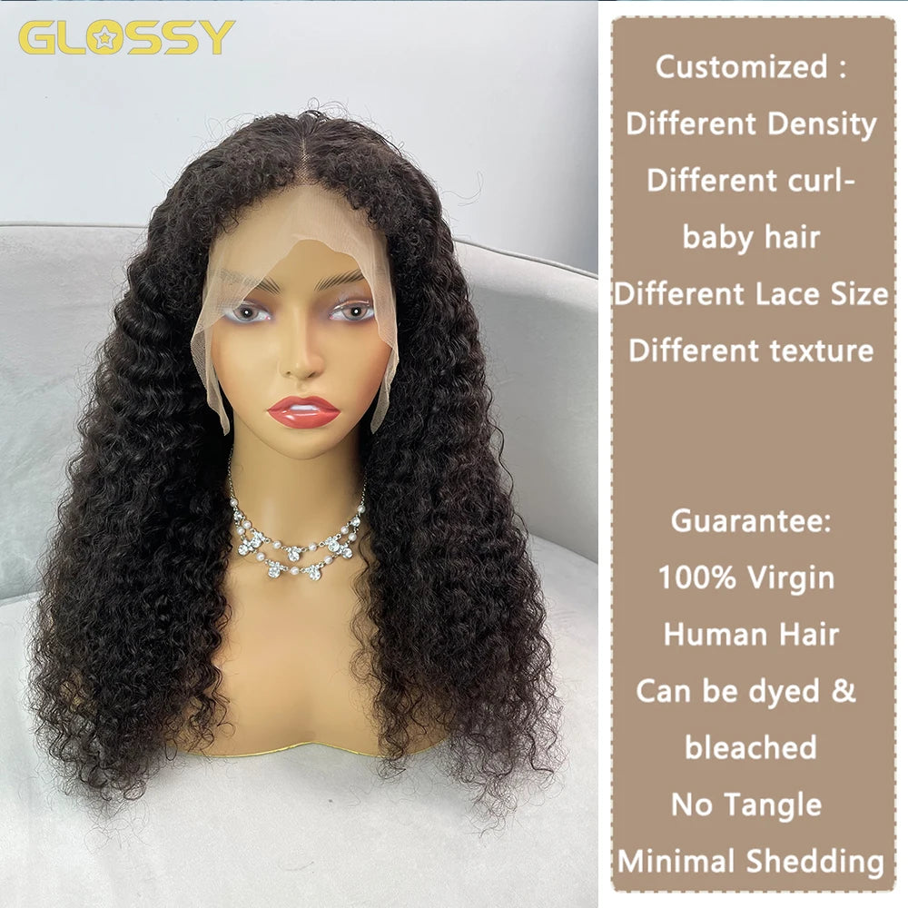 250 Density 13x6 Hd Afro Kinky Curly Wig 100% Human Hair 13x4 4c Edges Frontal Deep Wave Curly Lace Front Wigs For Women on sale