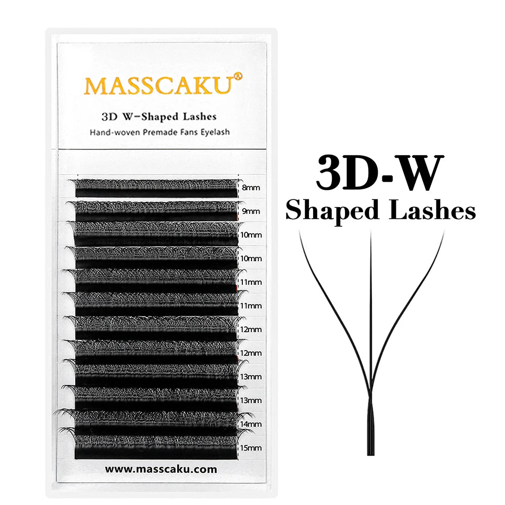 5case/lot High Quality Masscaku 4D/5D/6D W Shape Eyelash Extensions 8-15mm All Size W Type Individual Eyelashes Tray in Stock