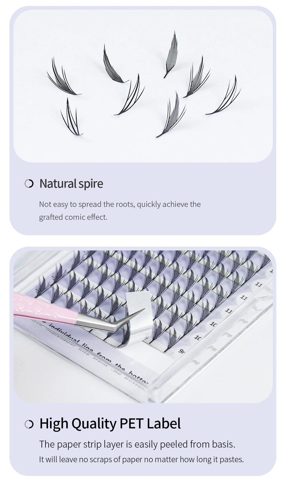ANNAFRIS Comic Spire Eyelash Extension Premade Fans Natural Cashmere Manga False Eyelash Natural Soft Feather Shape Pteris Lash