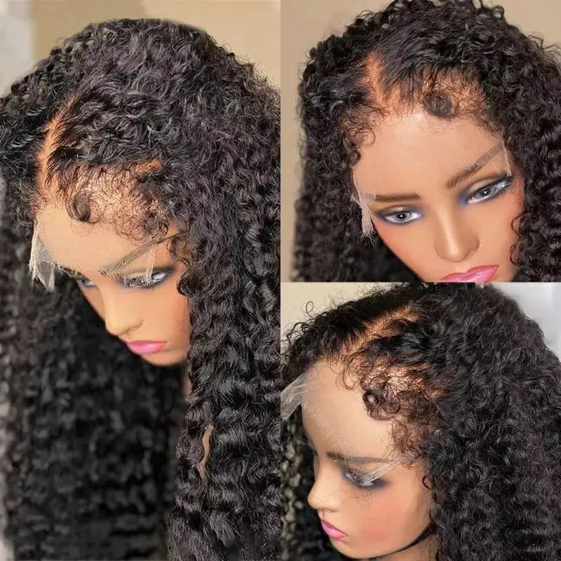 250 Density 13x6 Hd Afro Kinky Curly Wig 100% Human Hair 13x4 4c Edges Frontal Deep Wave Curly Lace Front Wigs For Women on sale