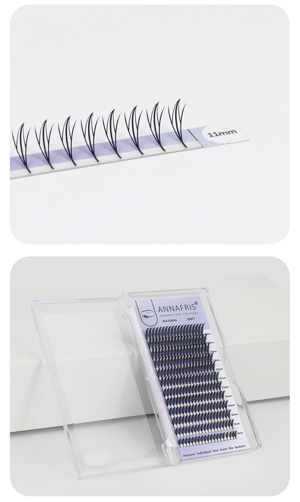 ANNAFRIS Comic Spire Eyelash Extension Premade Fans Natural Cashmere Manga False Eyelash Natural Soft Feather Shape Pteris Lash