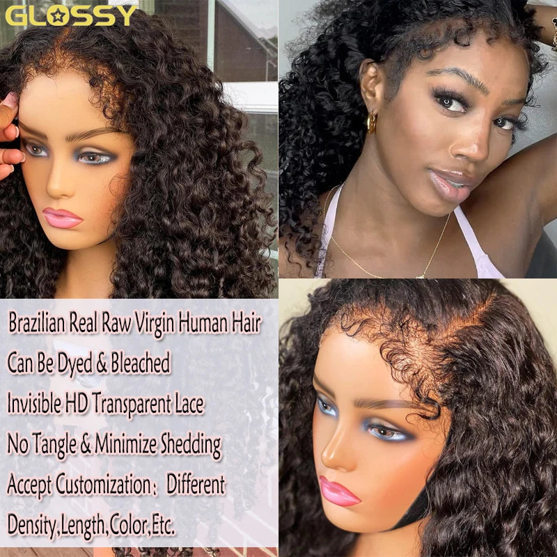 250 Density 13x6 Hd Afro Kinky Curly Wig 100% Human Hair 13x4 4c Edges Frontal Deep Wave Curly Lace Front Wigs For Women on sale