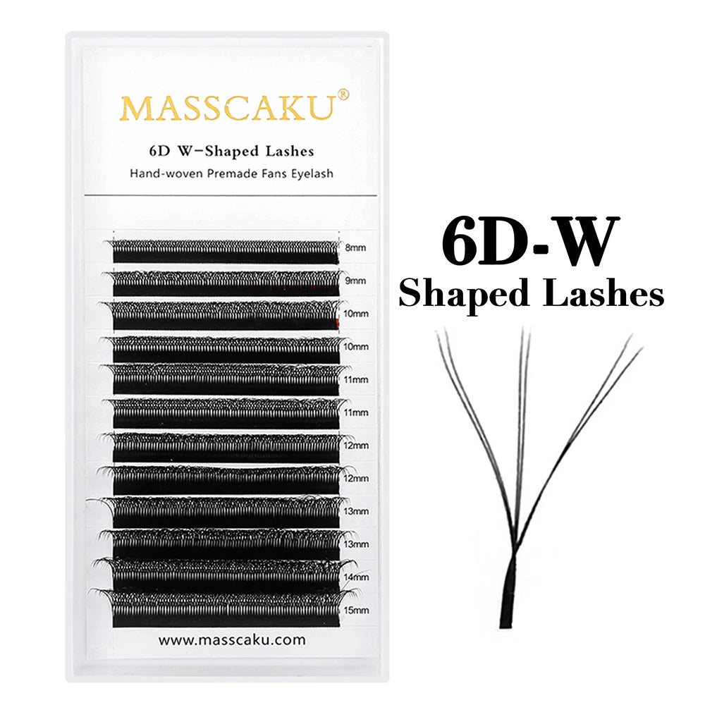 5case/lot High Quality Masscaku 4D/5D/6D W Shape Eyelash Extensions 8-15mm All Size W Type Individual Eyelashes Tray in Stock
