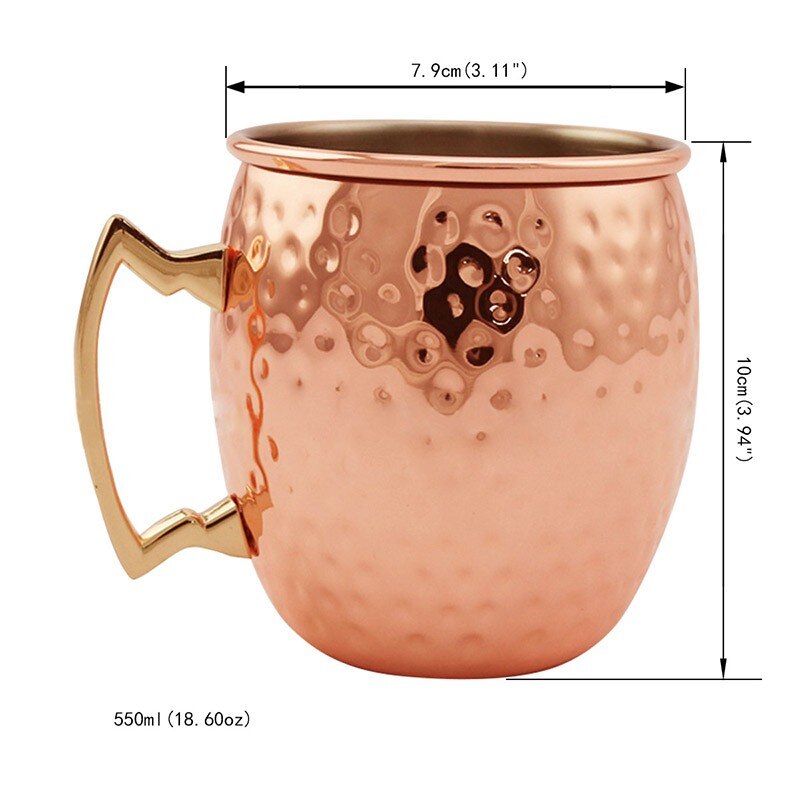 4 Pieces 550ml 18 Ounces Hammered Copper Plated Moscow Mule Mug Beer Cup Coffee Cup Mug Copper Plated