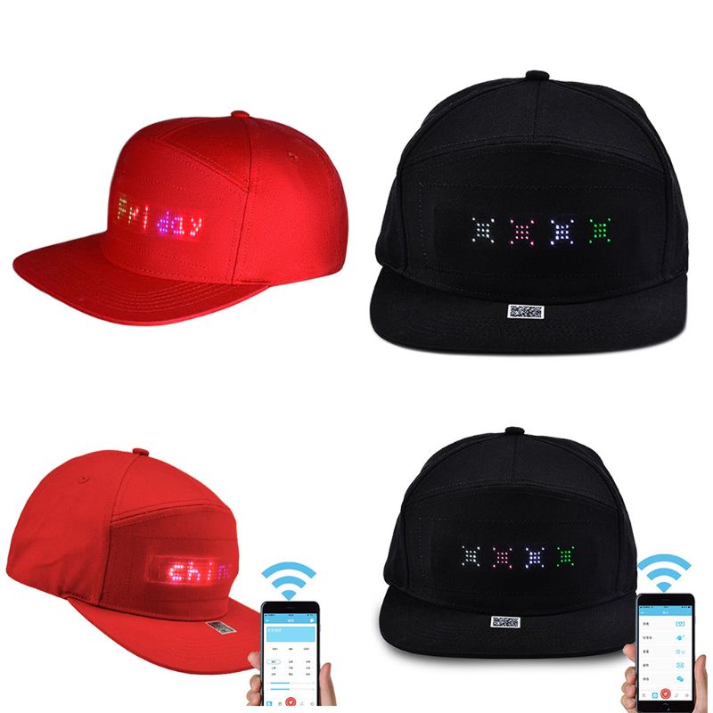 Men Women Bluetooth LED APP Controlled Baseball Hat Message Display Hip Hop Cap