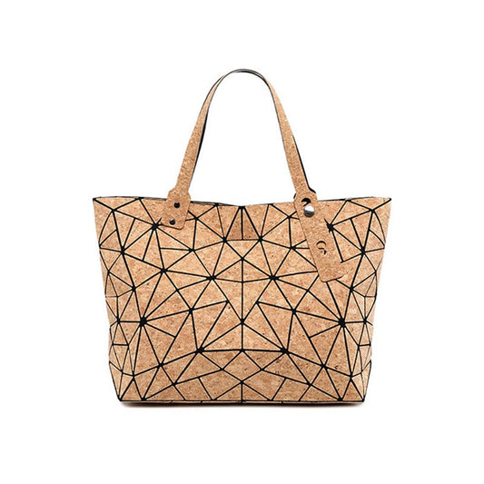 W637 KANDRA Diamond Geometric Cork Tote Purses Deformation Bucket Bag Women's Irregular Folding Hand Bag Shoulder Bag Bolsas