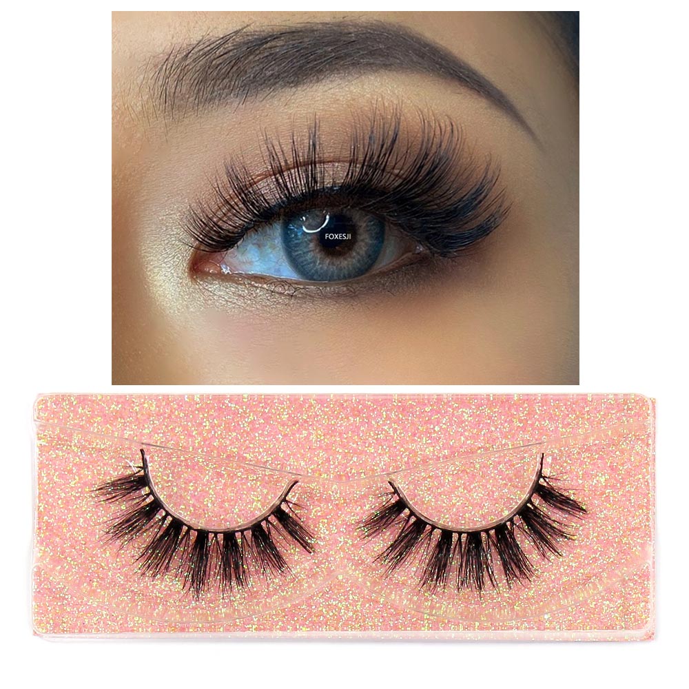 FOXESJI Mink Lashes Eyelashes Fluffy Natural Soft Cross False Eyelashes Eyelash Extension Volume 3D Mink Lashes Eyelashes Makeup