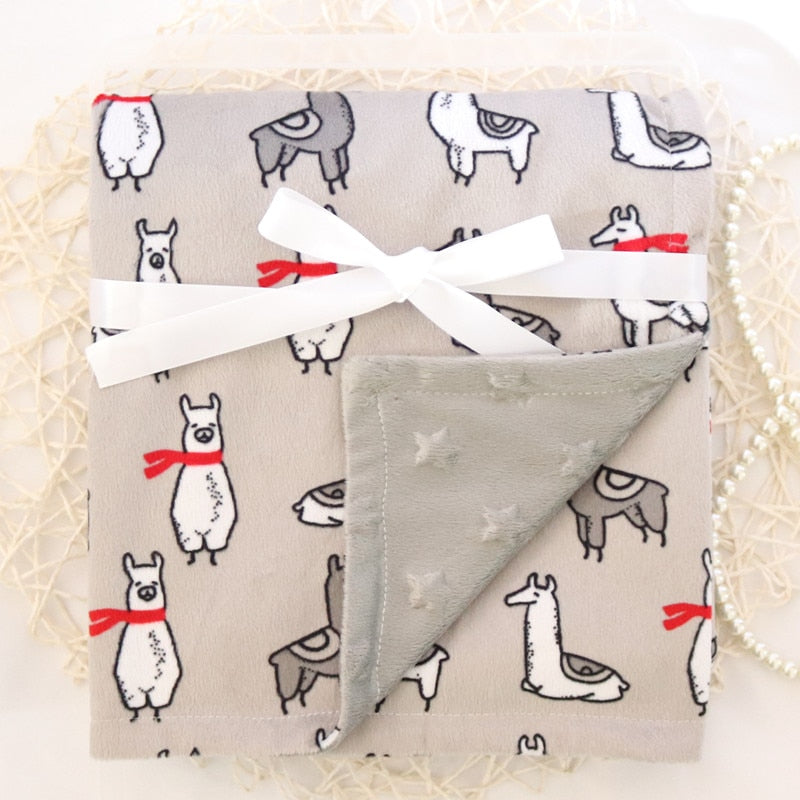 Baby Blankets New Thicken Double Layer Coral Fleece Infant Swaddle Bebe Envelope Wrap Owl Printed Newborn Baby Bedding Blanket