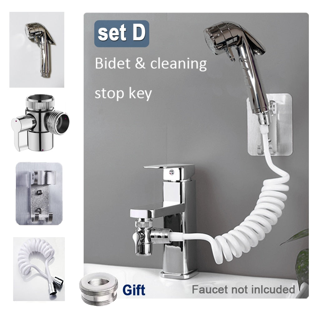 External Shower Faucet Holder Artifact Wash Hair Pet Washer Bathroom Kitchen Basin Tap Filter Flexible Hose Bidet Spray Gun