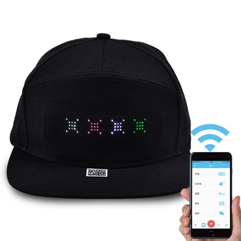 Men Women Bluetooth LED APP Controlled Baseball Hat Message Display Hip Hop Cap