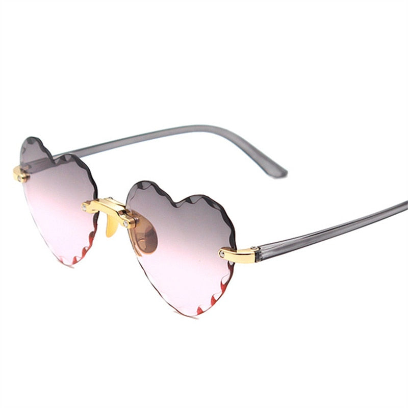 Oulylan Women Rimless Sunglasses Fashion Heart-shaped Sun Glasses for Wome Vintage Cute 90s Gradient Shades Eyeglasses  UV400