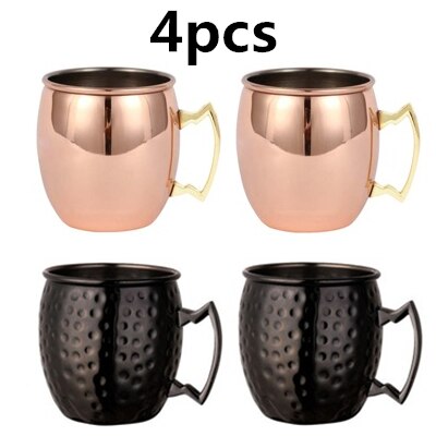 4 Pieces 550ml 18 Ounces Hammered Copper Plated Moscow Mule Mug Beer Cup Coffee Cup Mug Copper Plated