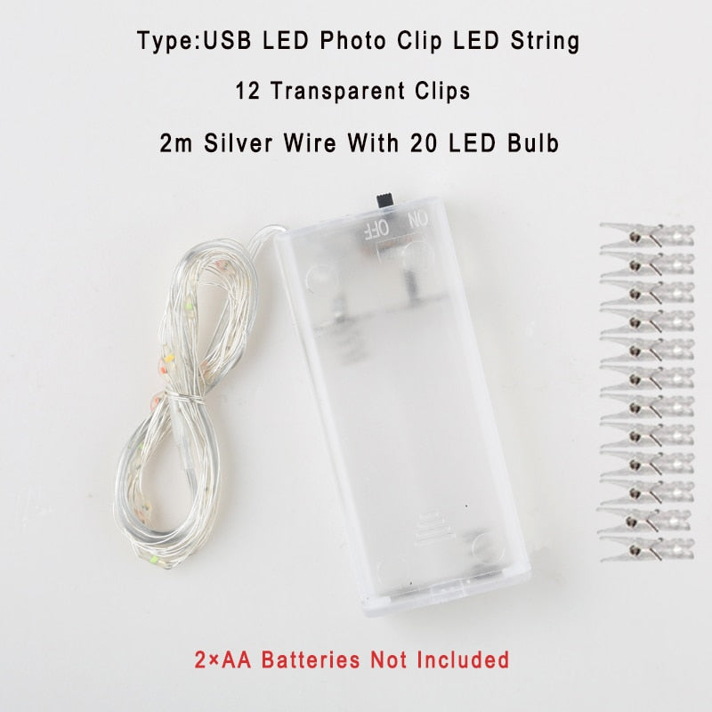 Photo Clip USB LED String Lights Fairy Lights Outdoor Battery Operated Led Garland String Lights For Bedroom Home Decoration