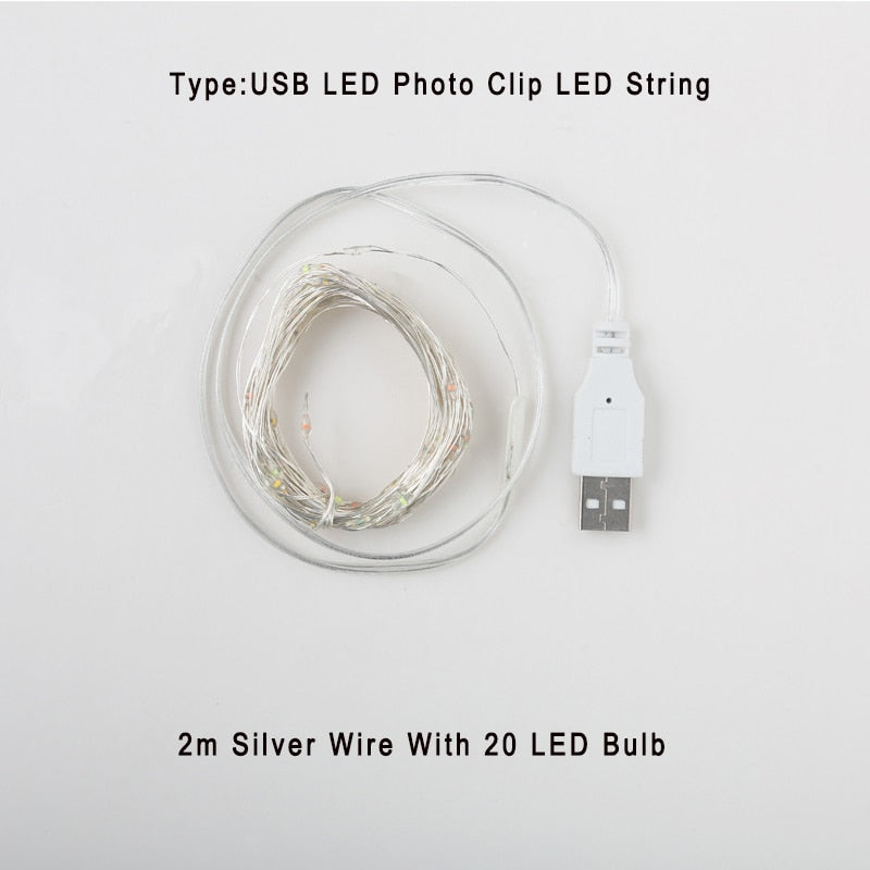Photo Clip USB LED String Lights Fairy Lights Outdoor Battery Operated Led Garland String Lights For Bedroom Home Decoration