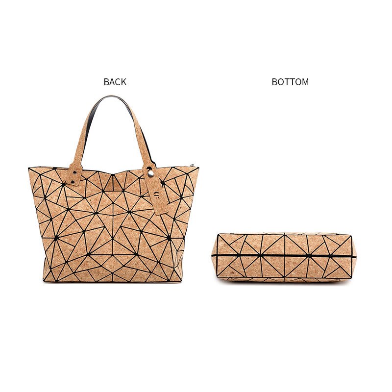 W637 KANDRA Diamond Geometric Cork Tote Purses Deformation Bucket Bag Women's Irregular Folding Hand Bag Shoulder Bag Bolsas