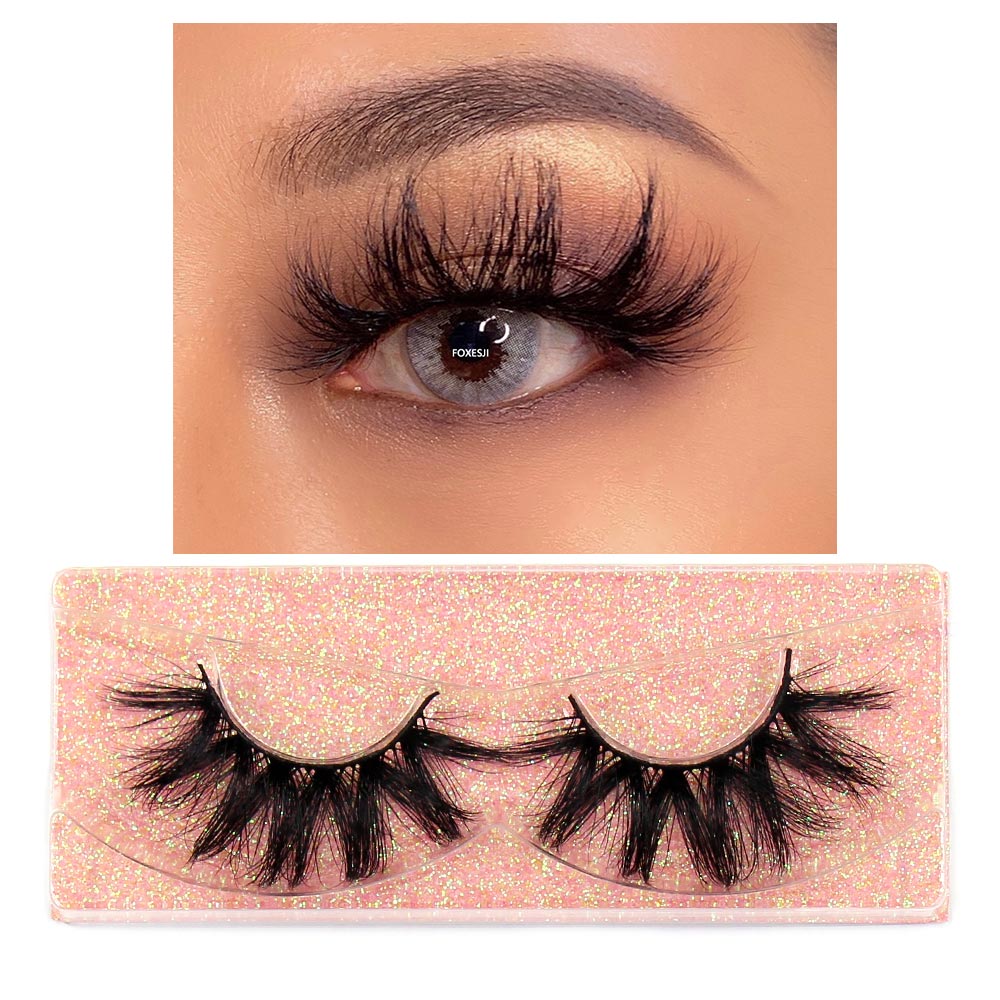 FOXESJI Mink Lashes Eyelashes Fluffy Natural Soft Cross False Eyelashes Eyelash Extension Volume 3D Mink Lashes Eyelashes Makeup
