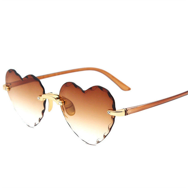 Oulylan Women Rimless Sunglasses Fashion Heart-shaped Sun Glasses for Wome Vintage Cute 90s Gradient Shades Eyeglasses  UV400