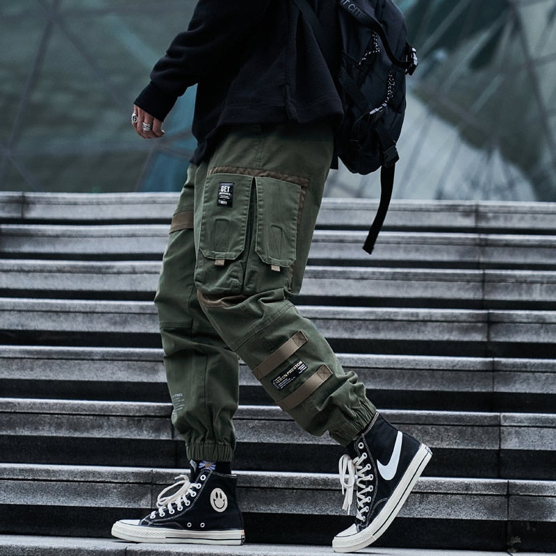 CHAIFENKO Hip Hop Cargo Pants Men Fashion Harajuku Black Harem Pant Streetwear Joggers Sweatpant Multi-Pocket Casual Mens Pants