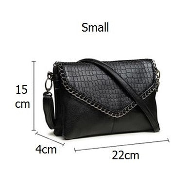 NIGEDU Casual Crossbody Bag Female Messenger Bags black PU Leather Women's Shoulder Bags Chain women Envelope clutch purses