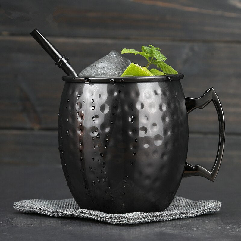 4 Pieces 550ml 18 Ounces Hammered Copper Plated Moscow Mule Mug Beer Cup Coffee Cup Mug Copper Plated