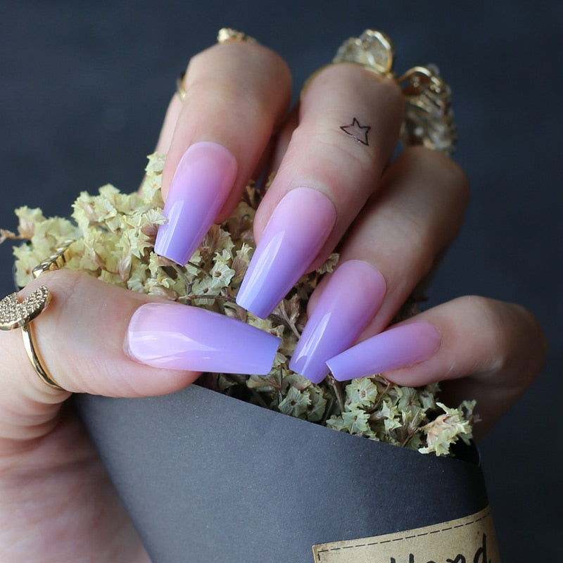 Coffin Nude French Black outline White Fake nails Ballet Art Nails Classic arc French design False nails 24PCS