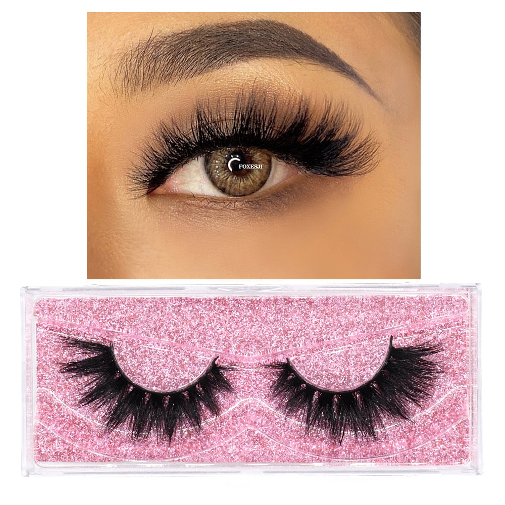 FOXESJI Mink Lashes Eyelashes Fluffy Natural Soft Cross False Eyelashes Eyelash Extension Volume 3D Mink Lashes Eyelashes Makeup