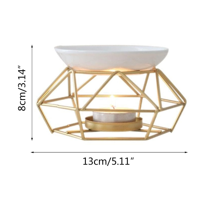 Aromatic Oil Burner, Geometric Ceramic Essential Oil Candle Holder Wax Melt Burner Warmer Melter fragrance for Home Offi