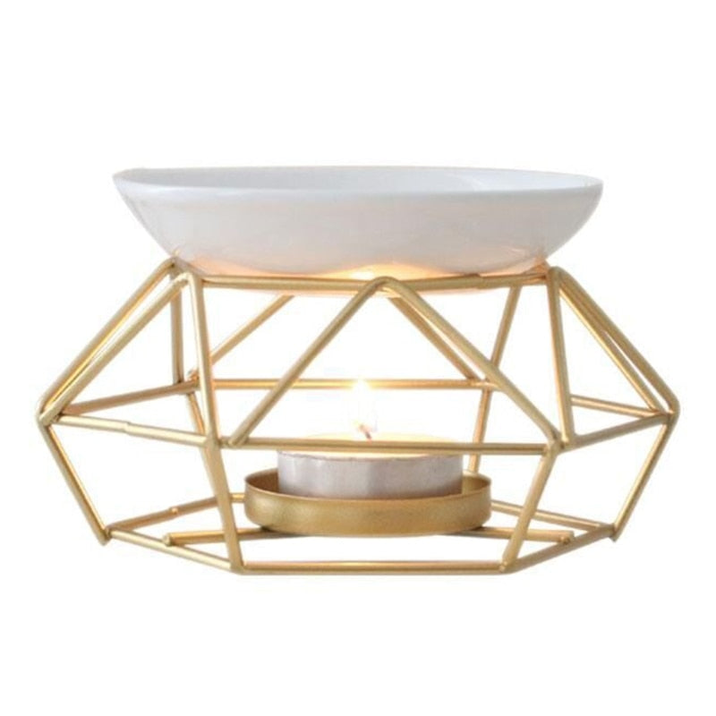 Aromatic Oil Burner, Geometric Ceramic Essential Oil Candle Holder Wax Melt Burner Warmer Melter fragrance for Home Offi