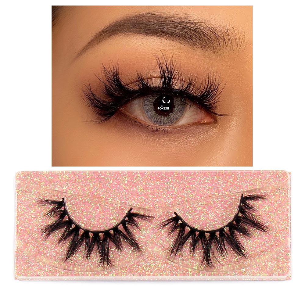 FOXESJI Mink Lashes Eyelashes Fluffy Natural Soft Cross False Eyelashes Eyelash Extension Volume 3D Mink Lashes Eyelashes Makeup