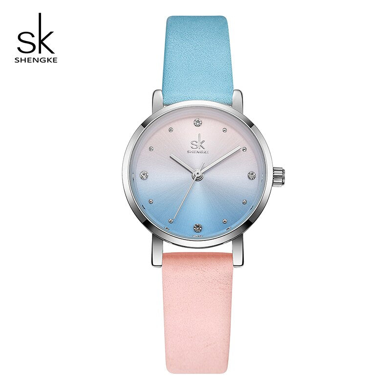 Shengke Creative Color Leather Watches Women Ladies Quartz Watch Relogio Feminino SK Women Wrist Watch Montre Femme #K8029