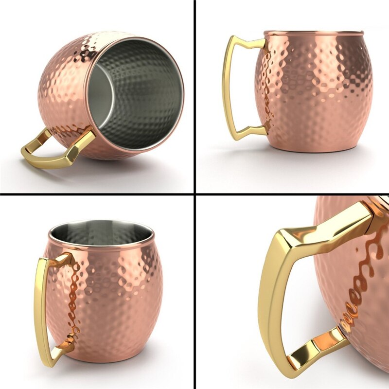 4 Pieces 550ml 18 Ounces Hammered Copper Plated Moscow Mule Mug Beer Cup Coffee Cup Mug Copper Plated