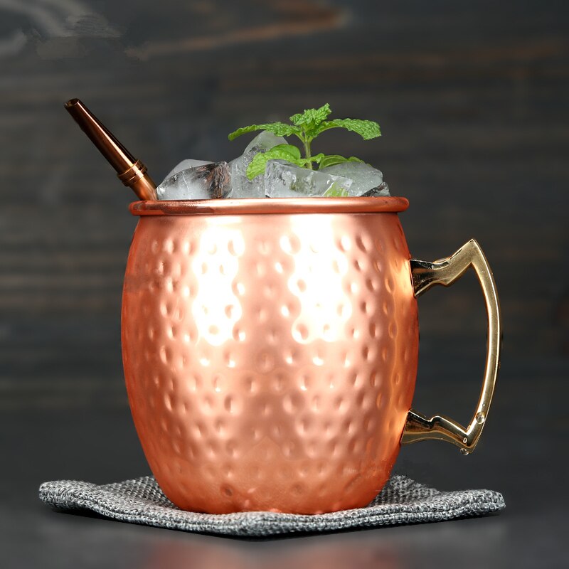 4 Pieces 550ml 18 Ounces Hammered Copper Plated Moscow Mule Mug Beer Cup Coffee Cup Mug Copper Plated