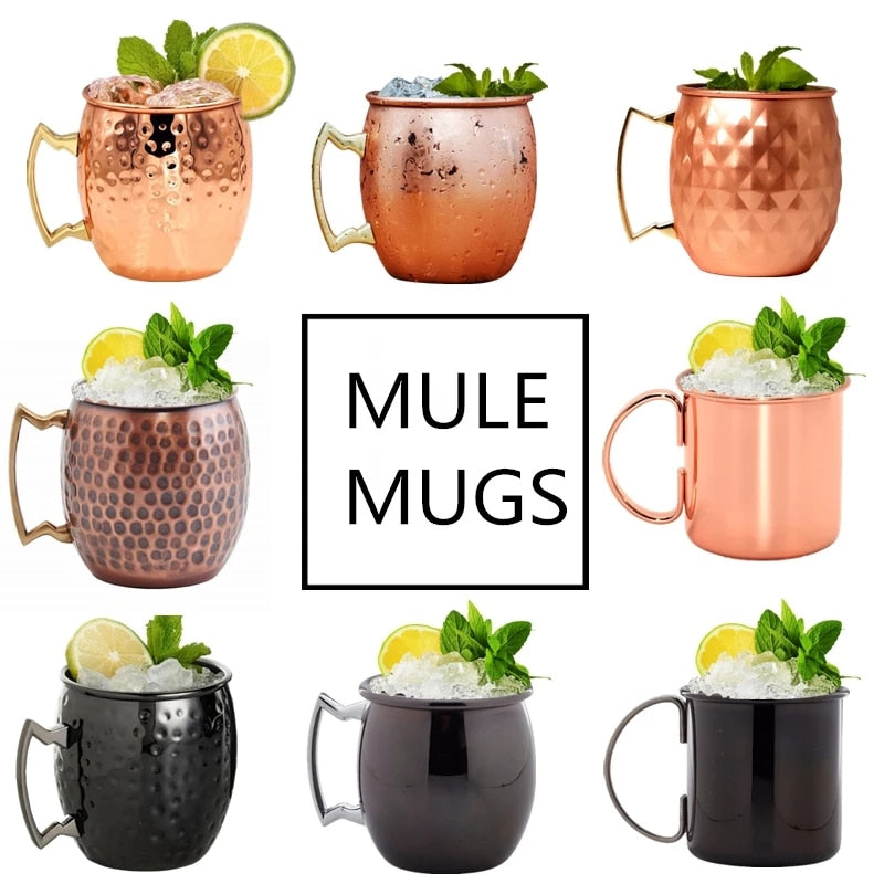 4 Pieces 550ml 18 Ounces Hammered Copper Plated Moscow Mule Mug Beer Cup Coffee Cup Mug Copper Plated