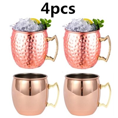 4 Pieces 550ml 18 Ounces Hammered Copper Plated Moscow Mule Mug Beer Cup Coffee Cup Mug Copper Plated