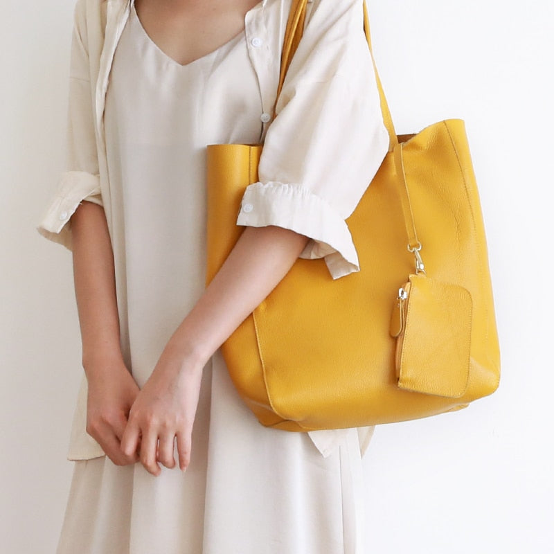 luxury Soft Genuine Leather Women Shoulder Bags Large Capacity Female Totes Bag Brand Designer Leather Lady Handbag Casual