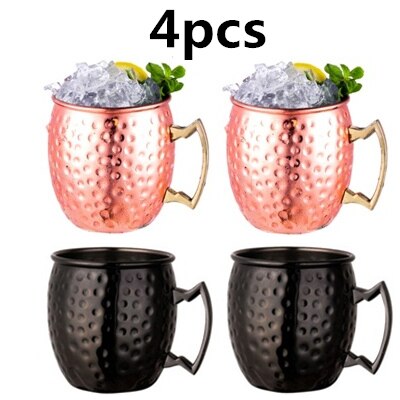 4 Pieces 550ml 18 Ounces Hammered Copper Plated Moscow Mule Mug Beer Cup Coffee Cup Mug Copper Plated