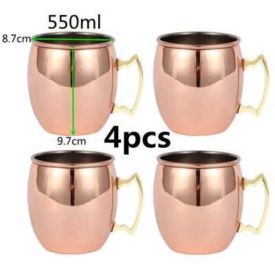 4 Pieces 550ml 18 Ounces Hammered Copper Plated Moscow Mule Mug Beer Cup Coffee Cup Mug Copper Plated