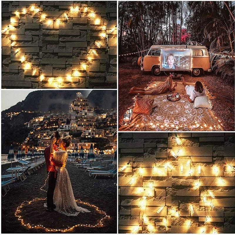 Photo Clip USB LED String Lights Fairy Lights Outdoor Battery Operated Led Garland String Lights For Bedroom Home Decoration