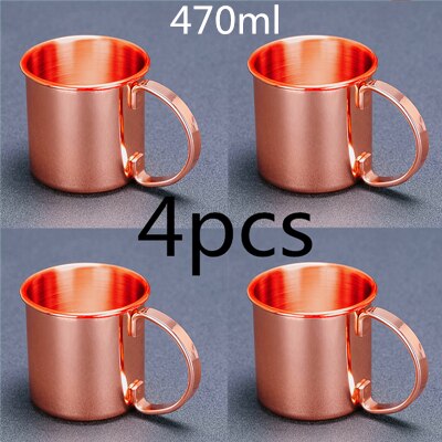 4 Pieces 550ml 18 Ounces Hammered Copper Plated Moscow Mule Mug Beer Cup Coffee Cup Mug Copper Plated