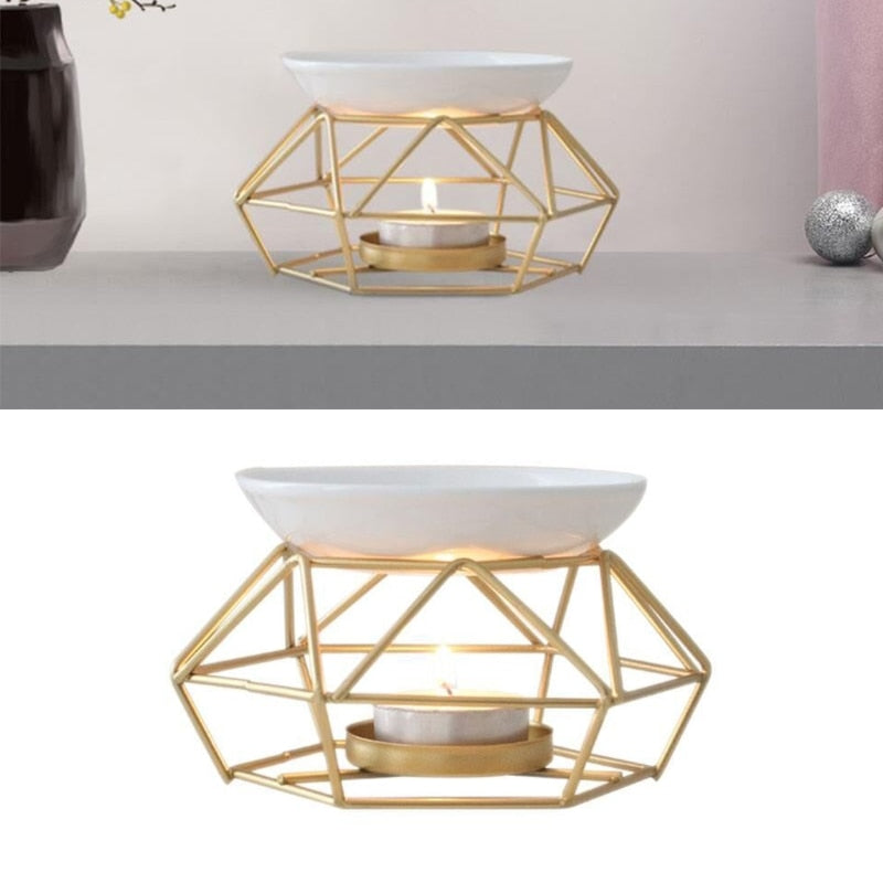Aromatic Oil Burner, Geometric Ceramic Essential Oil Candle Holder Wax Melt Burner Warmer Melter fragrance for Home Offi