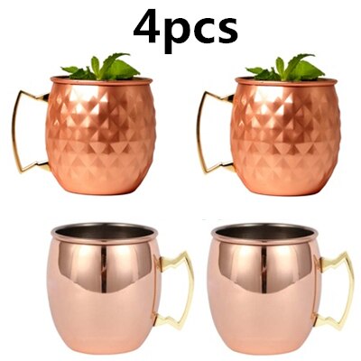 4 Pieces 550ml 18 Ounces Hammered Copper Plated Moscow Mule Mug Beer Cup Coffee Cup Mug Copper Plated