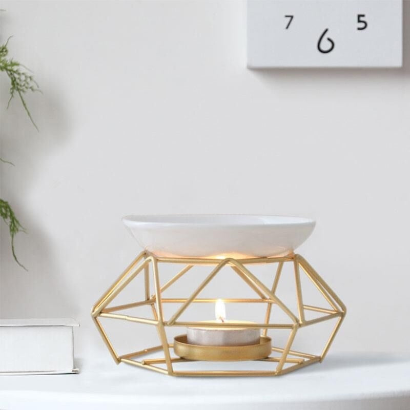 Aromatic Oil Burner, Geometric Ceramic Essential Oil Candle Holder Wax Melt Burner Warmer Melter fragrance for Home Offi