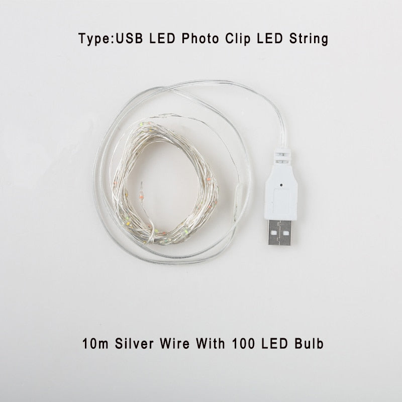 Photo Clip USB LED String Lights Fairy Lights Outdoor Battery Operated Led Garland String Lights For Bedroom Home Decoration