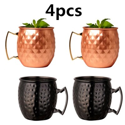 4 Pieces 550ml 18 Ounces Hammered Copper Plated Moscow Mule Mug Beer Cup Coffee Cup Mug Copper Plated