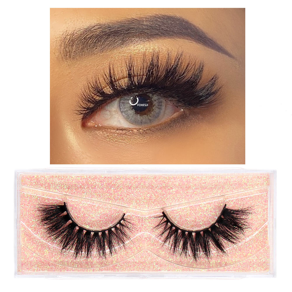 FOXESJI Mink Lashes Eyelashes Fluffy Natural Soft Cross False Eyelashes Eyelash Extension Volume 3D Mink Lashes Eyelashes Makeup