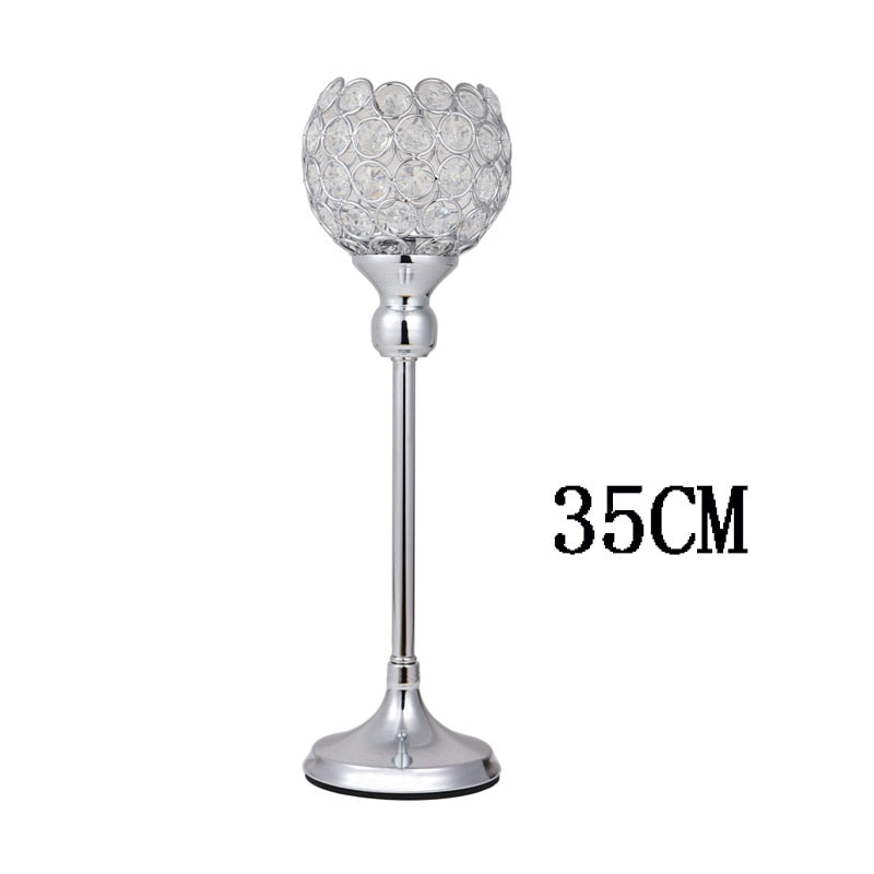 Crystal Tealight Candle Holders Metal Glass Candlesticks Wedding Table Centerpiece Party Christmas Home Decoration
