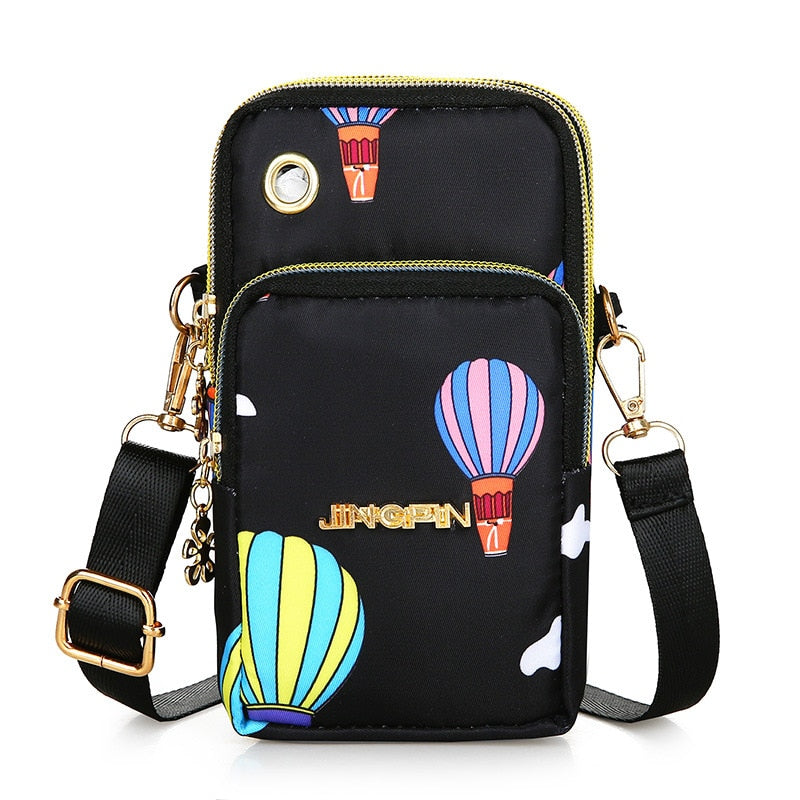 New Balloon Mobile Phone Crossbody Bags for Women Fashion Women Shoulder Bag Cell Phone Pouch with Headphone Plug 3 Layer Wallet