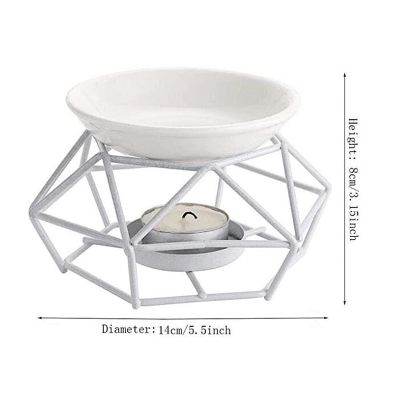 Aromatic Oil Burner, Geometric Ceramic Essential Oil Candle Holder Wax Melt Burner Warmer Melter fragrance for Home Offi