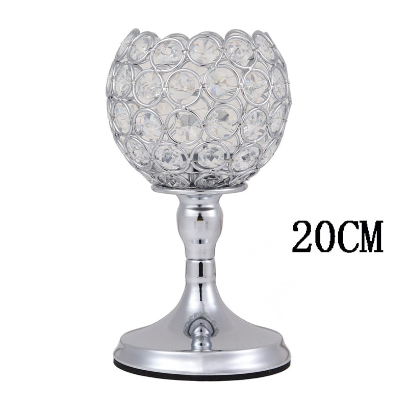 Crystal Tealight Candle Holders Metal Glass Candlesticks Wedding Table Centerpiece Party Christmas Home Decoration