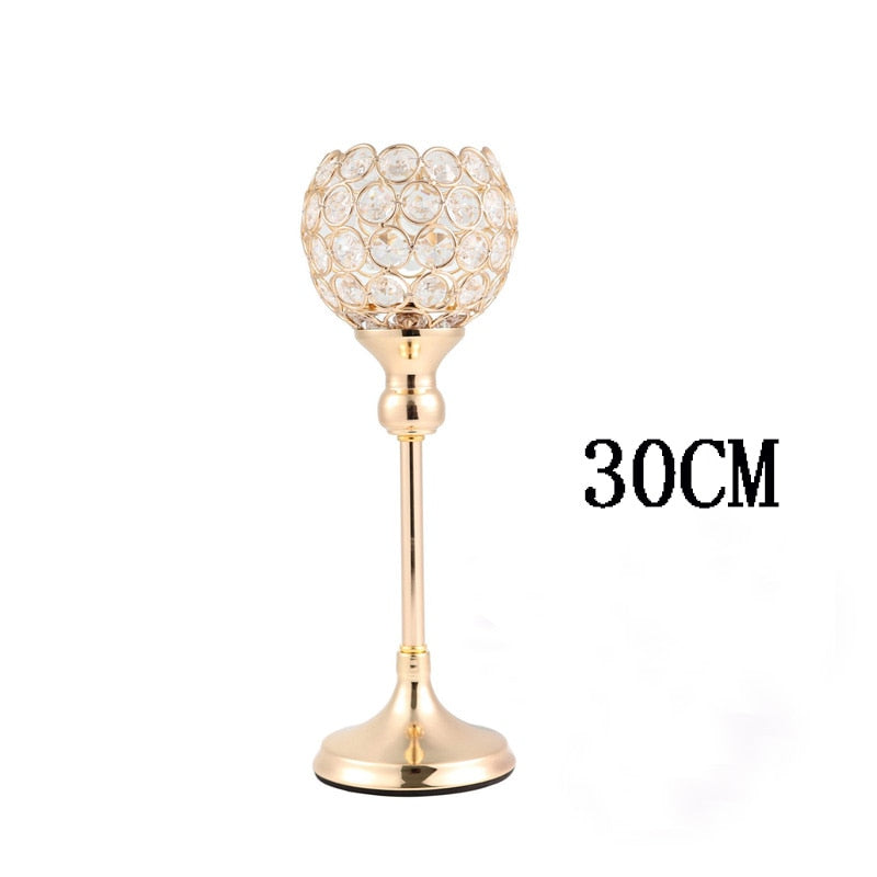 Crystal Tealight Candle Holders Metal Glass Candlesticks Wedding Table Centerpiece Party Christmas Home Decoration